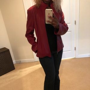 Nine West red leather jacket